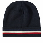 Moncler Men's Tricolore Band Logo Beanie in Navy