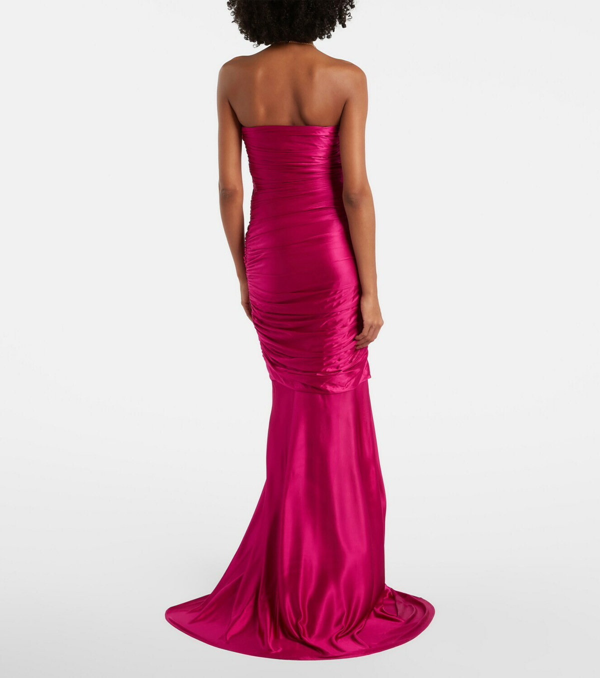 Balmain Draped ruffled satin bustier gown