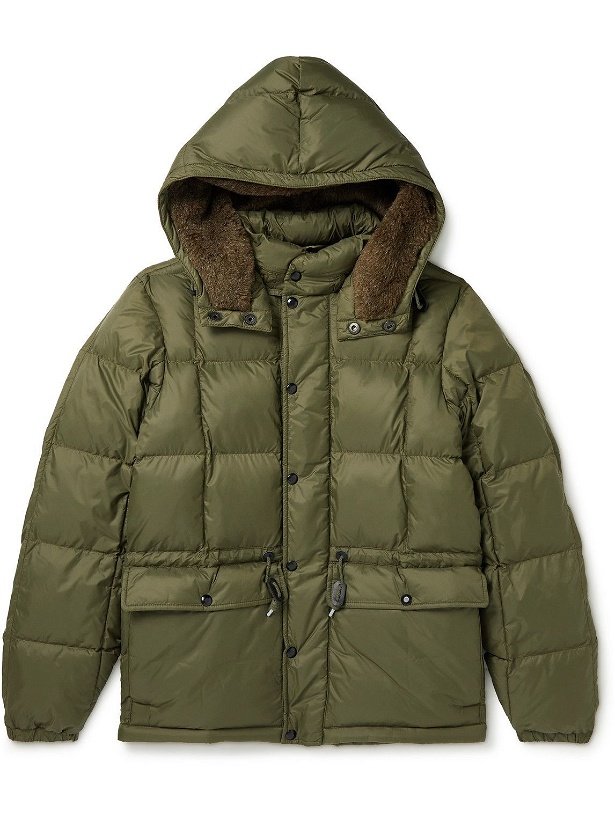 Photo: RRL - Brinklow Faux Fur-Trimmed Quilted Recycled Shell Hooded Jacket - Green