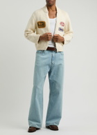 Cherry Los Angeles Western Patch-appliqué Cotton Cardigan Cream