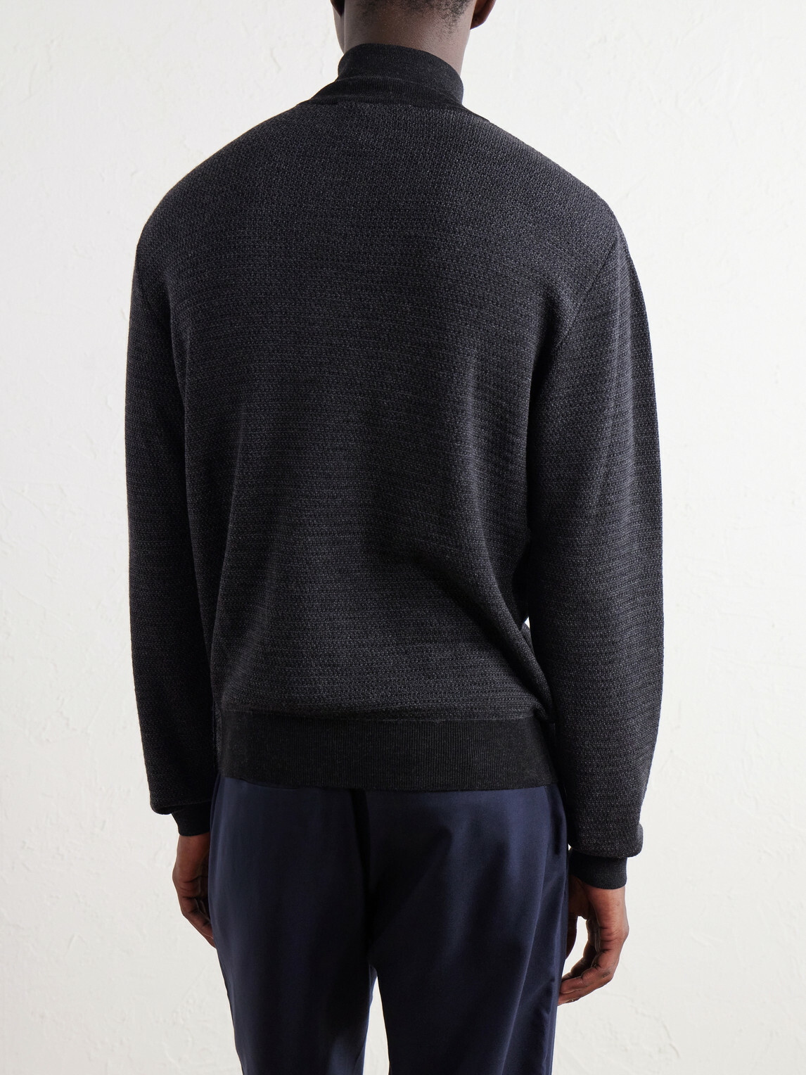 Frescobol Carioca - Heitor Merino Wool Half-Zip Sweater - Black