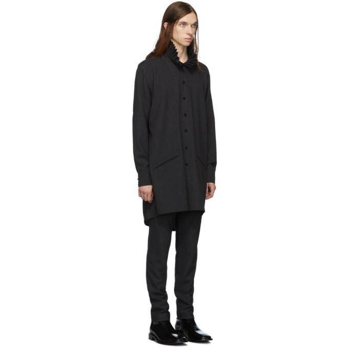 Palomo Spain Grey Wool Pleated Shirt