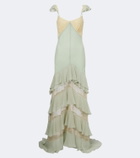 De La Vali Auralite lace-paneled tiered gown