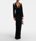 Rasario Crystal-embellished velvet gown