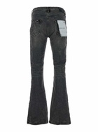 Purple Brand Black Flared Jeans With Crinkled Effect In Stretch Cotton Denim Man