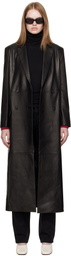 R2W Black Bakel Maxi Leather Coat