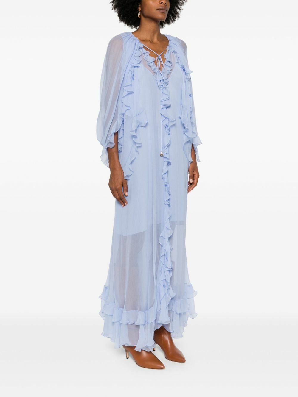 Chlo Sheer Ruffled Maxi Dress Chloe Chlo Sheer Ruffled Maxi Dress Chloe