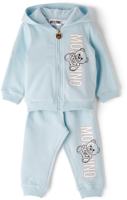 Photo: Moschino Baby Blue Teddy Logo Tracksuit Set