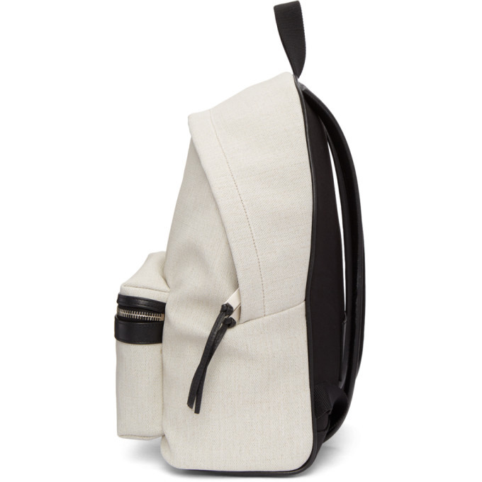 Saint Laurent White Linen Mini City Rive Gauche Backpack 