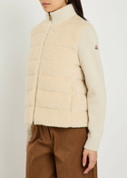 Moncler Quilted Wool and Teddy Cardigan Cream