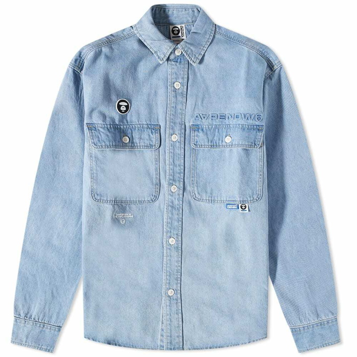 Photo: Men's AAPE AAPE Now Denim Shirt in Blue