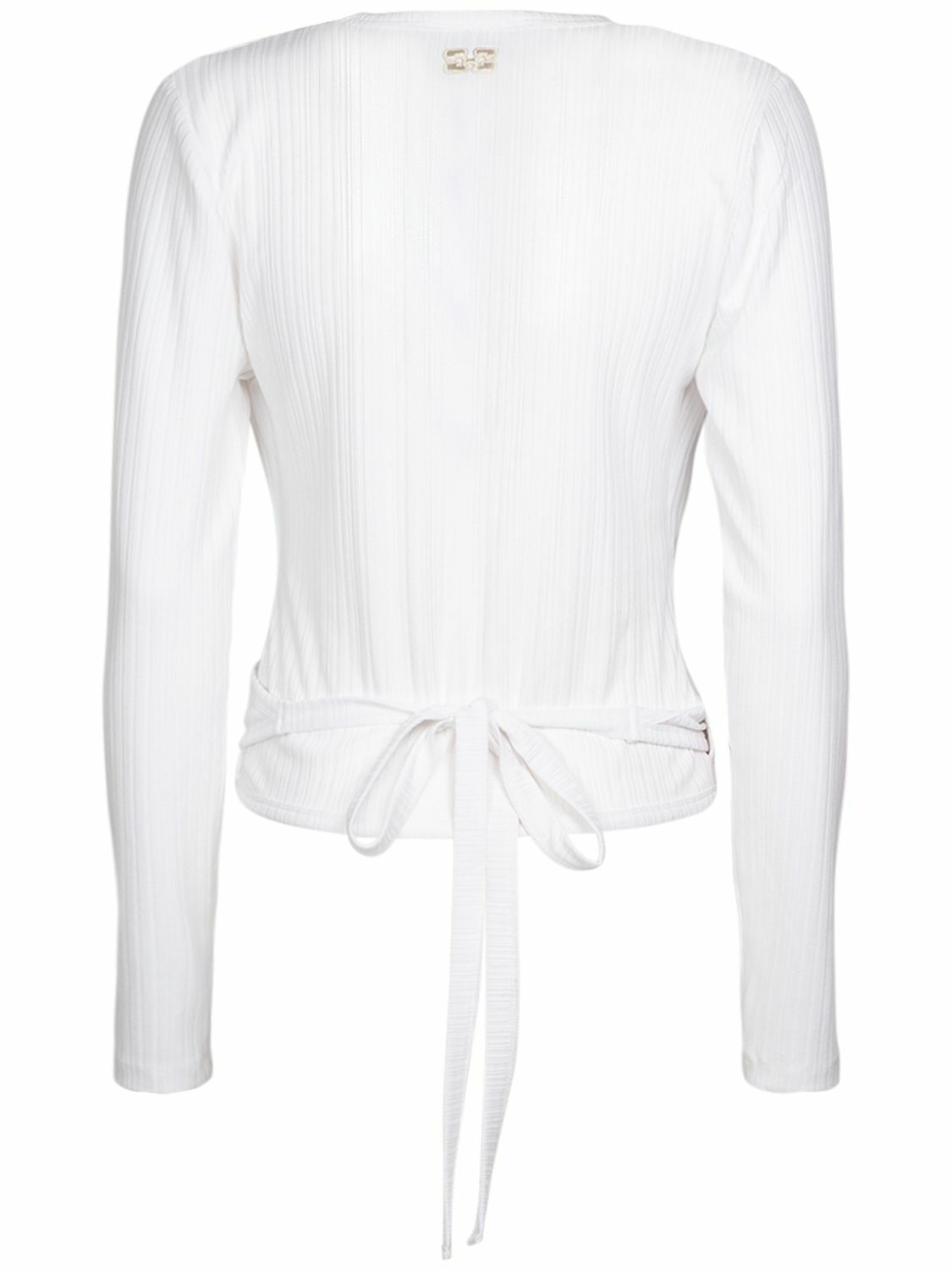 トップス GANNI Rib Jersey Wrap Blouse Bright White Rib Jersey Wrap Blouse | GANNI US