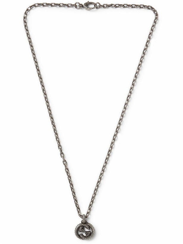 Photo: GUCCI - Engraved Burnished Sterling Silver Necklace