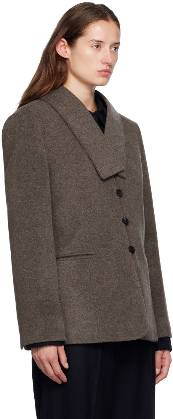 LE17SEPTEMBRE Brown Muffler Collar Blazer LE17SEPTEMBRE