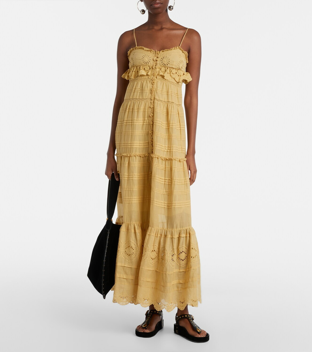 Marant Etoile Paule lace-trimmed cotton maxi dress