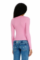 Diesel Slim V-neck lyocell top with zip - Tops Womens in Pink