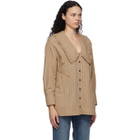 GANNI Beige Oversized Collar Shirt