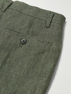 Sunspel - Straight-Leg Pleated Linen Suit Trousers - Green