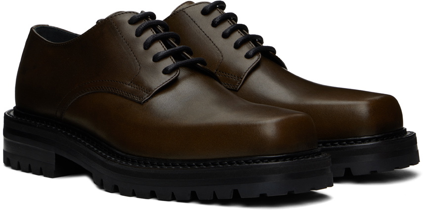 Dries Van Noten Khaki Leather Derbys
