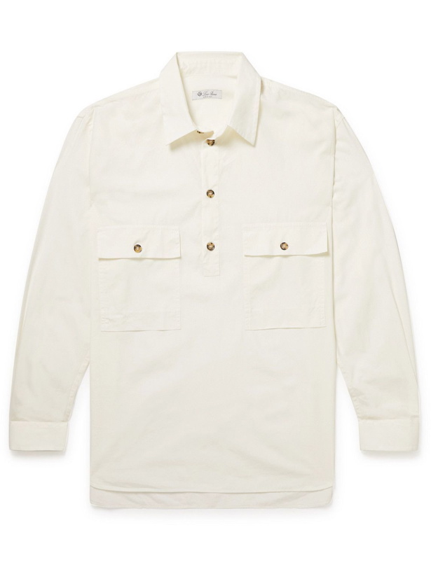 Photo: Loro Piana - Oversized Cotton-Poplin Half-Placket Shirt - White