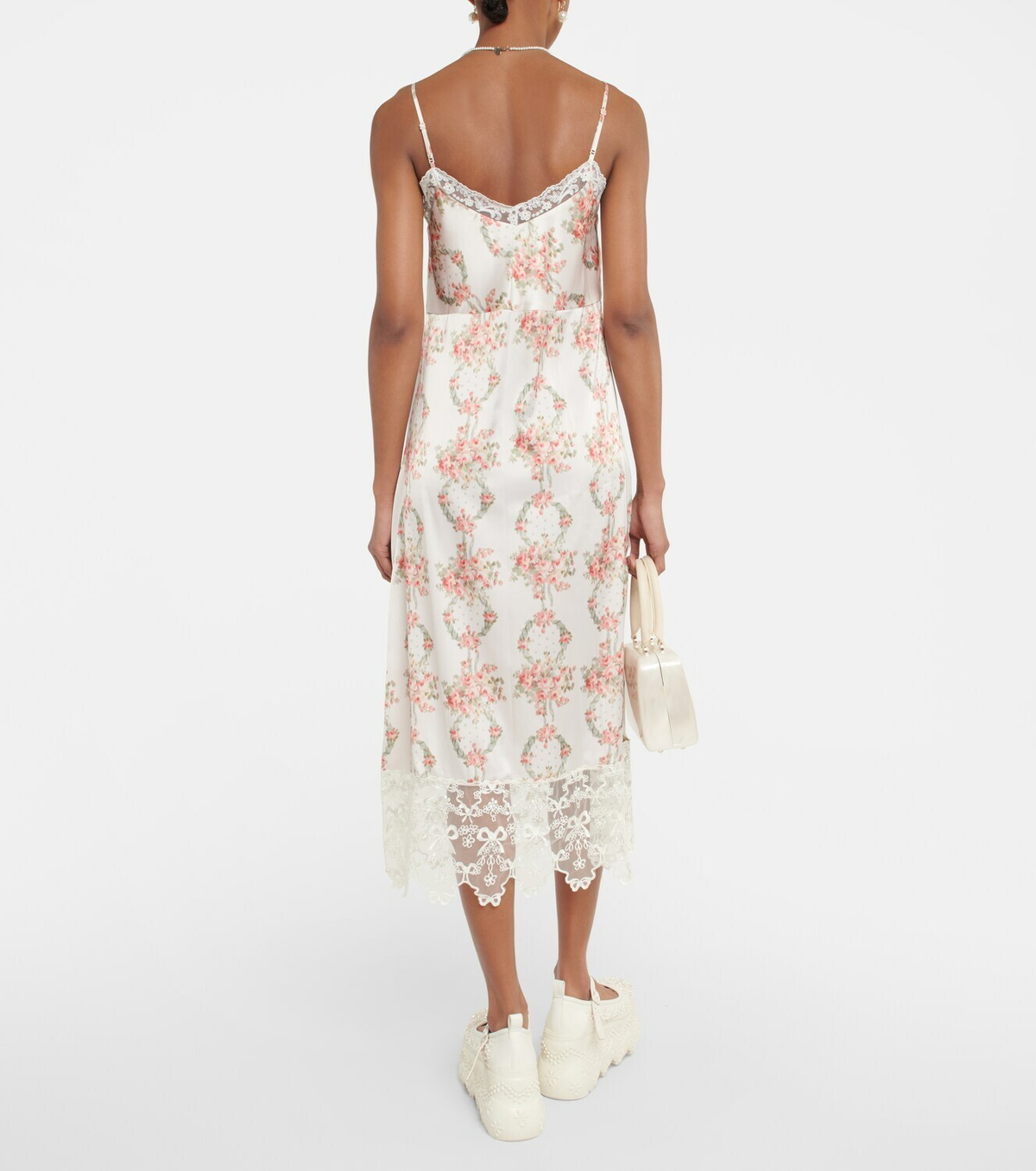 Simone Rocha - Floral lace-trimmed satin slip dress Simone Rocha