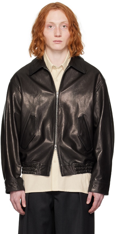 Photo: Dunst Black Spread Collar Leather Jacket