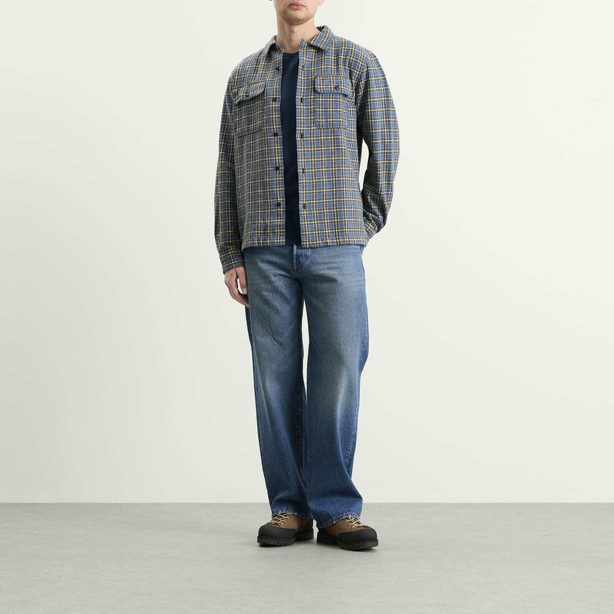 RRL Men's Matlock Check Shirt in Rl-811 Blue/Grey