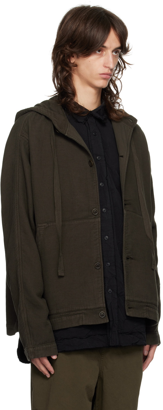 CASEY CASEY Brown Button Worker Hoodie