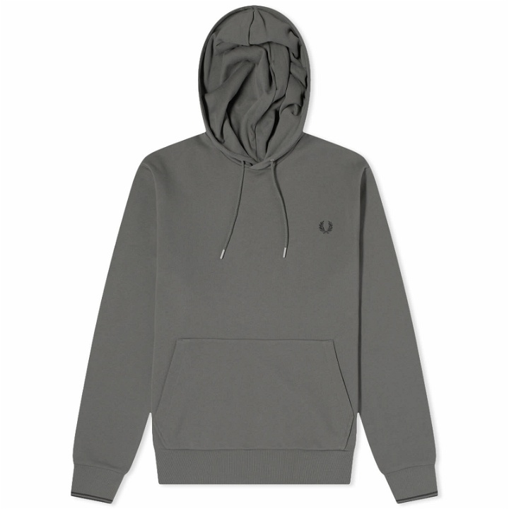 Photo: Fred Perry Men's Tipped Popover Hoodie in Field Green
