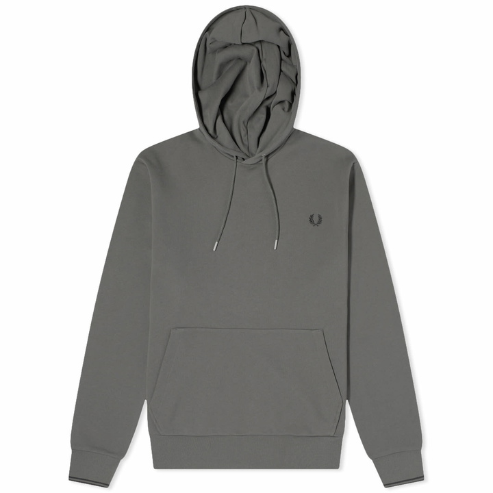 Photo: Fred Perry Men's Tipped Popover Hoodie in Field Green