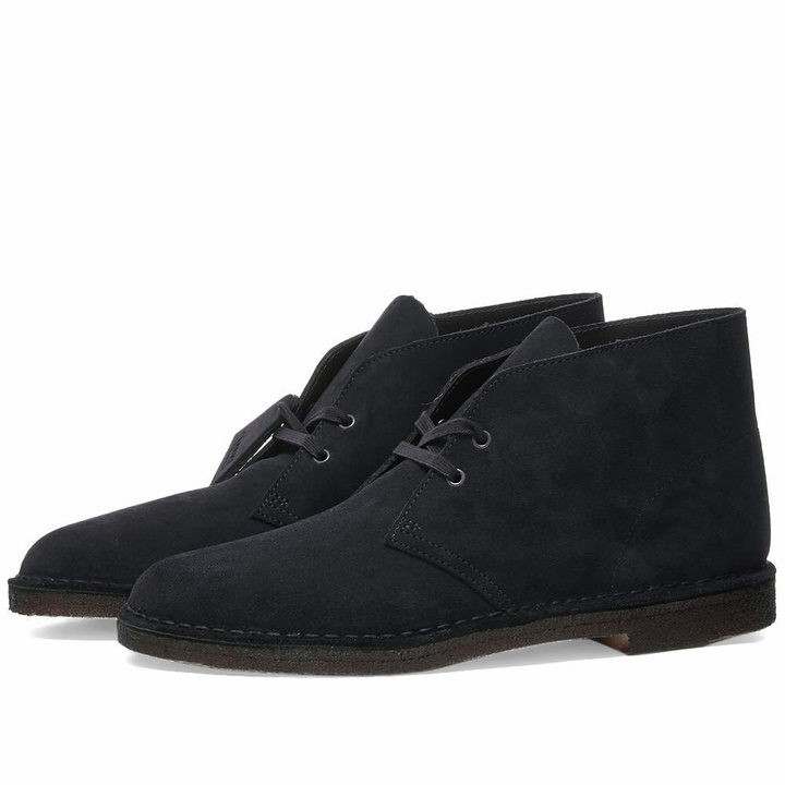 Photo: Clarks Originals Men's Desert Boot in Navy Suede