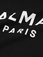 Balmain - Logo-Print Stretch-Cotton Jersey Hoodie - Black