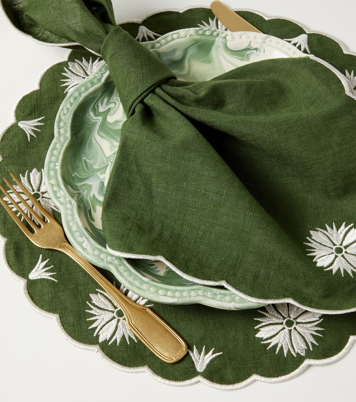 Cabana Olive set of 2 linen and cotton napkins