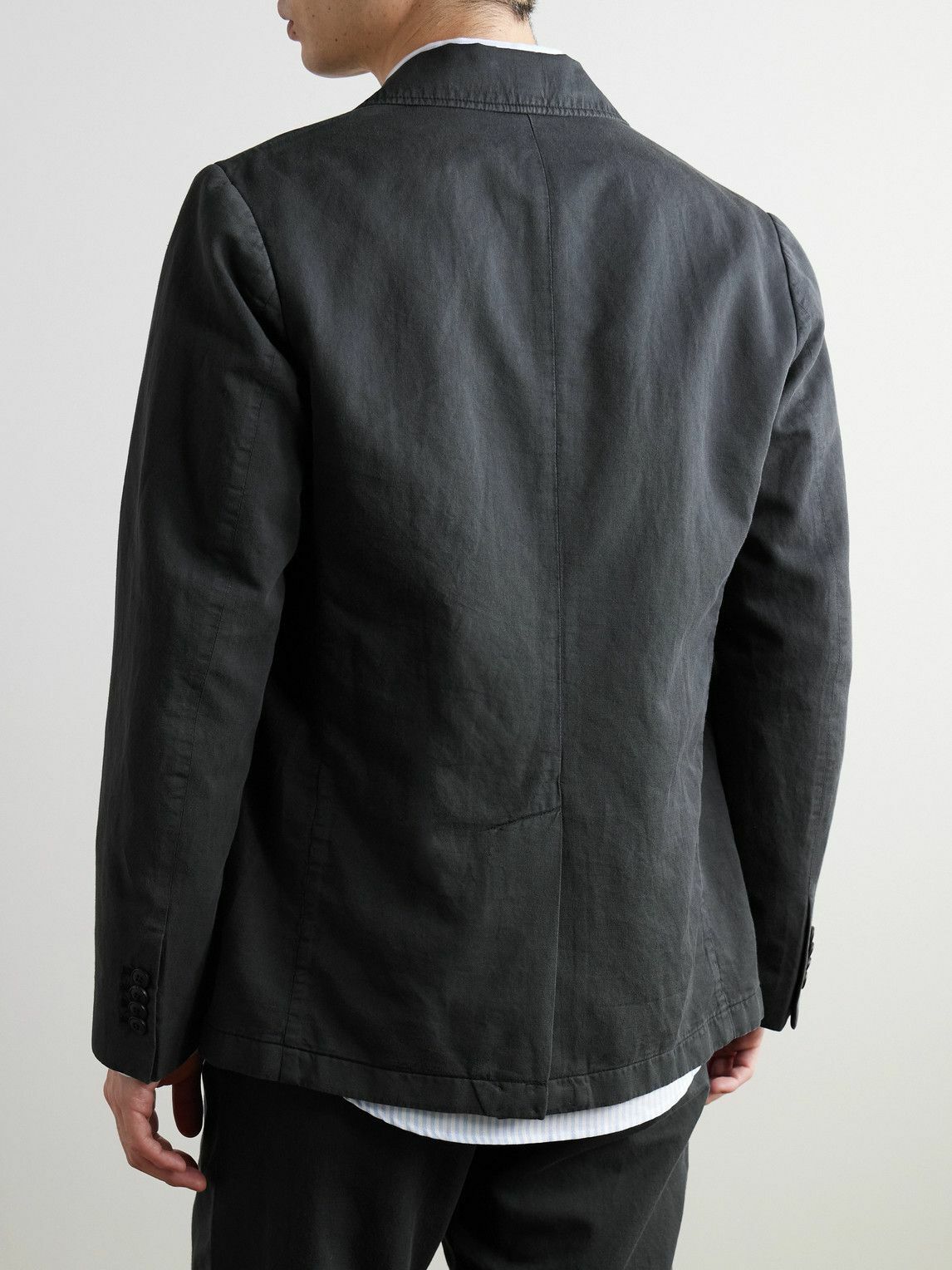 Sunspel - Unstructured Garment-Dyed Cotton and Linen-Blend Blazer - Gray