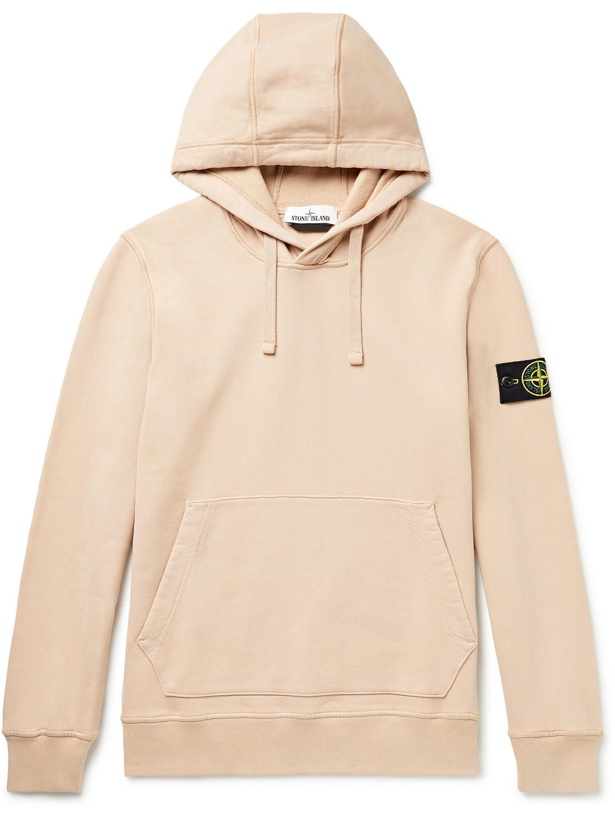 Photo: Stone Island - Logo-Appliquéd Cotton-Jersey Hoodie - Neutrals