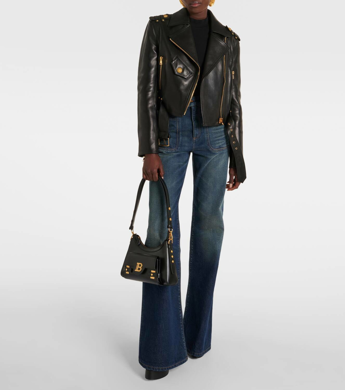 Balmain Cropped leather biker jacket
