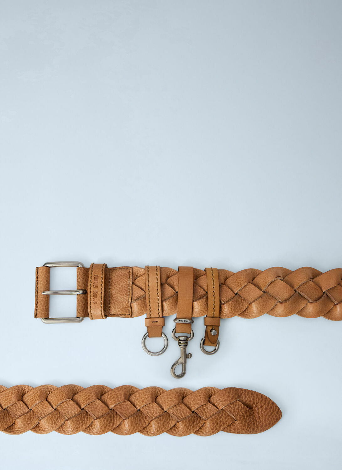 Miu Miu Braided Leather Belt with Hook Attachments
