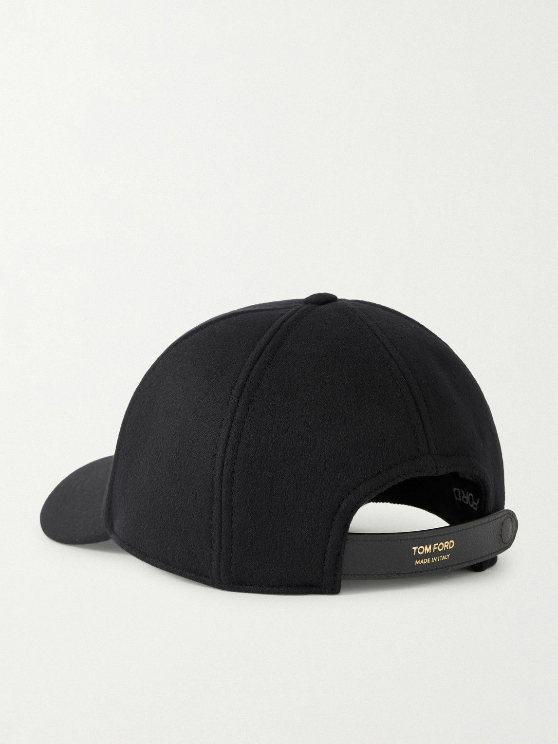 TOM FORD - Leather-trimmed Logo-Embroidered Cashmere Baseball Cap - Black