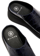Miista Kristi Crocodile-effect Leather Mules Navy