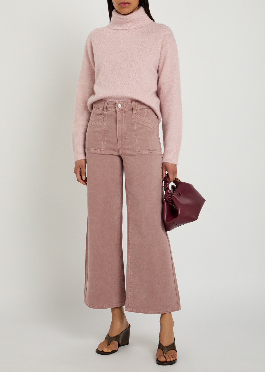 Paige Anessa Cropped Wide-leg Jeans Pink