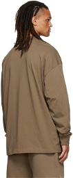 Essentials Brown Flocked Long Sleeve T-Shirt