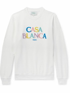 Casablanca - Logo-Flocked Organic Cotton-Terry Sweatshirt - White