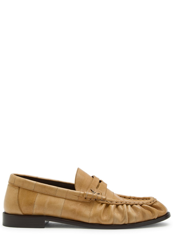 Photo: Saint Laurent Le Loafer 15 Eelskin Leather Loafers Beige