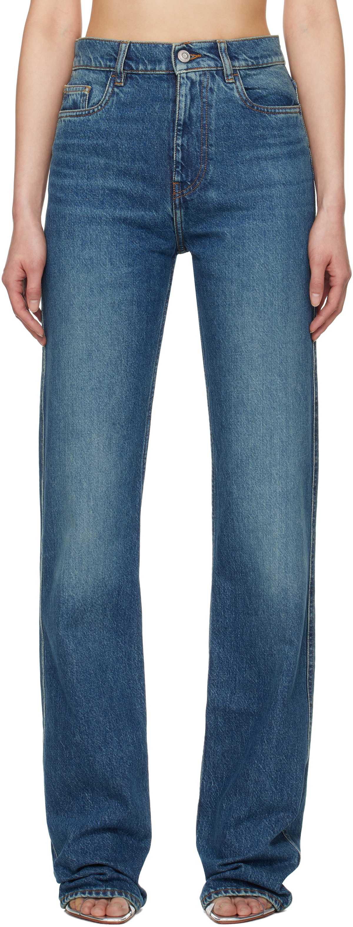 Coperni Blue Cotton High-Waisted Jean