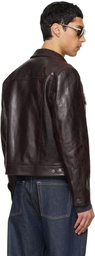 TONYWACK Brown Aged Lamb Trucker Leather Jacket