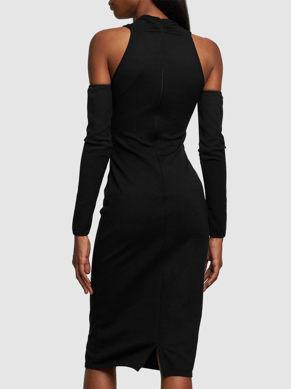 pleated knit midi dress self-portrait - Black Tailored Knit Midi Dress