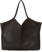 HEREU Brown Calella Squared Medium Grainy Tote