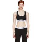 Paco Rabanne Black Elasticized Logo Sports Bra