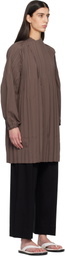 PLEATS PLEASE ISSEY MIYAKE Brown Smooth Coat