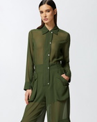 Pinko Georgette Jumpsuit With Cargo Pockets Green Rainforest